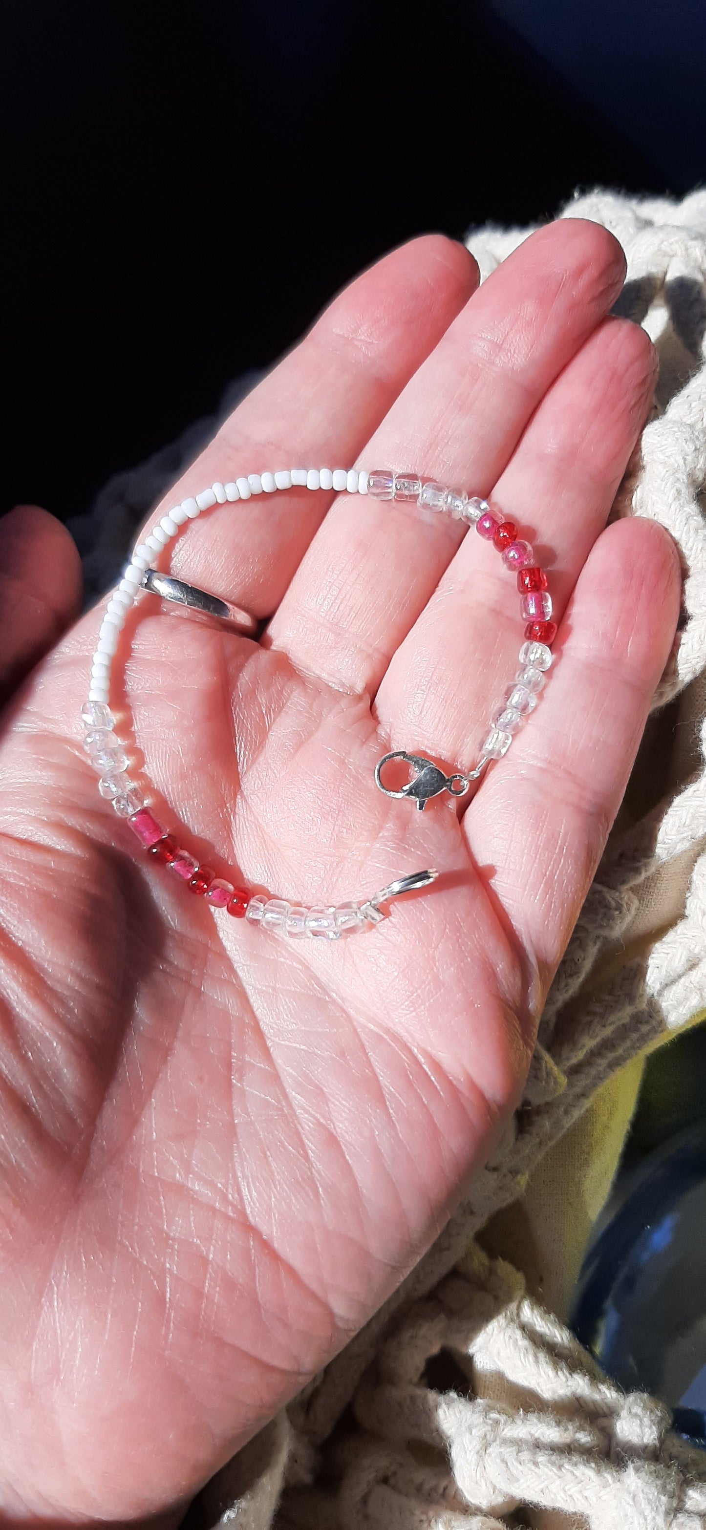 Cranberry and Snow Bracelet