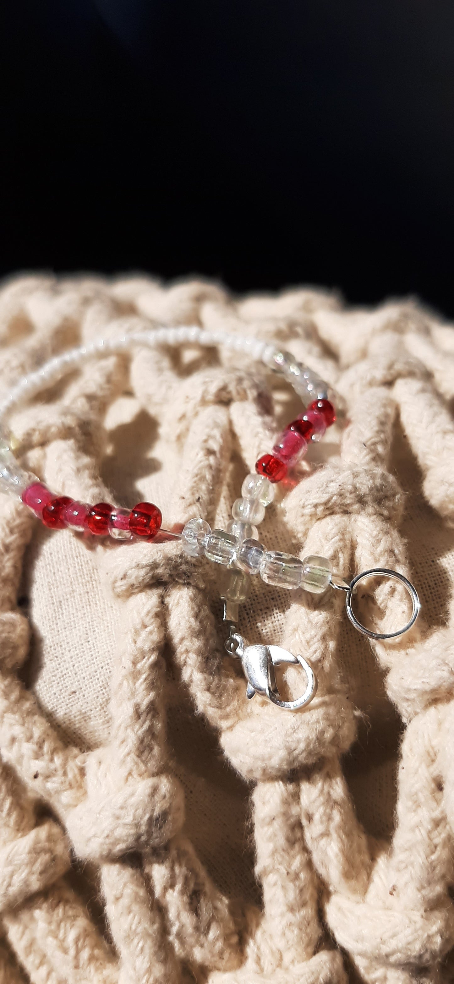 Cranberry and Snow Bracelet