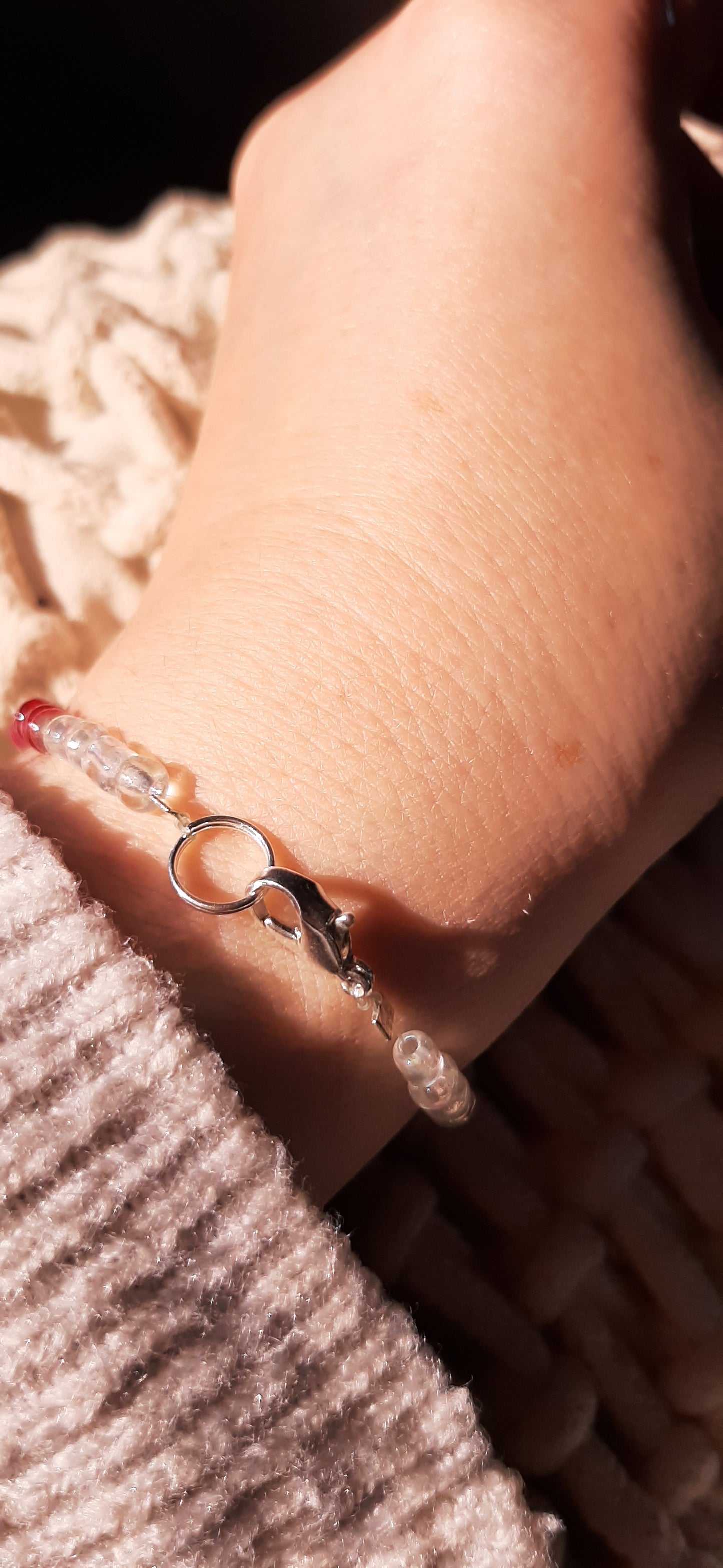 Cranberry and Snow Bracelet