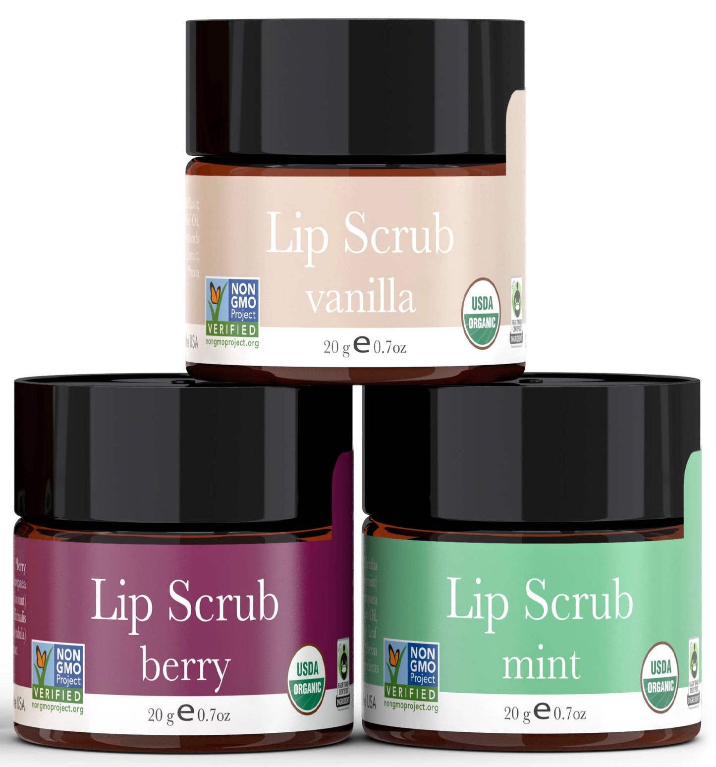 Organic Sugar Lip Scrub 0.7oz (Vanilla, Mint, or Berry)