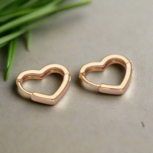 24K Gold Filled Heart Huggie Hoop Earrings